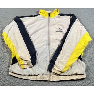 Vintage Sergio Tacchini Track Jacket Men 42 Windbreaker Full Zip Light Nylon 90s